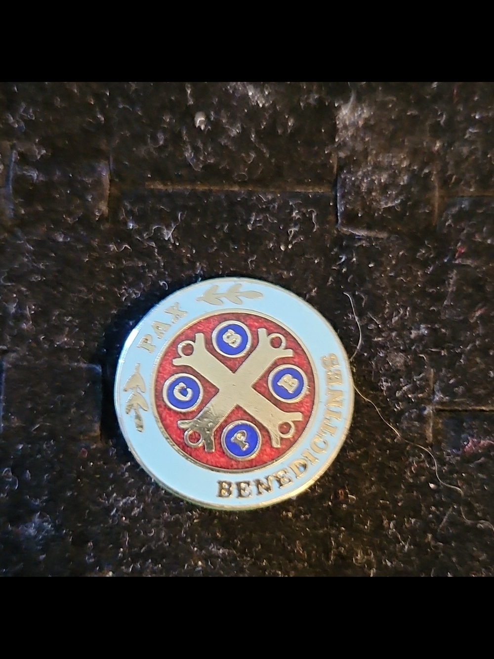 Enamel Pin with Latin Crest - Light Blue, Red, Gold-tone